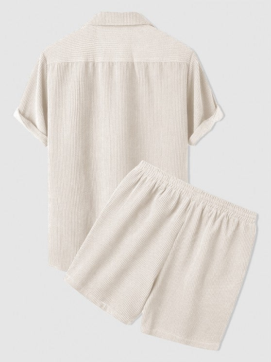 Corduroy Button Shirt And Shorts Set - Grafton Collection