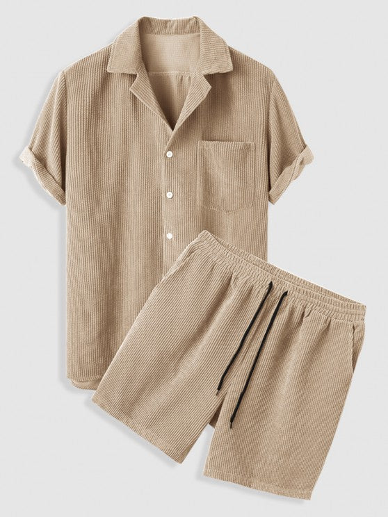 Corduroy Button Shirt And Shorts Set - Grafton Collection