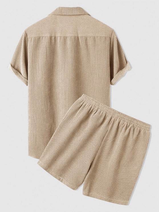 Corduroy Button Shirt And Shorts Set - Grafton Collection
