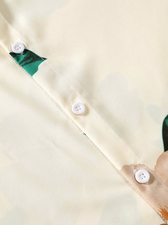 Floral Pattern Shirt And Casual Shorts - Grafton Collection