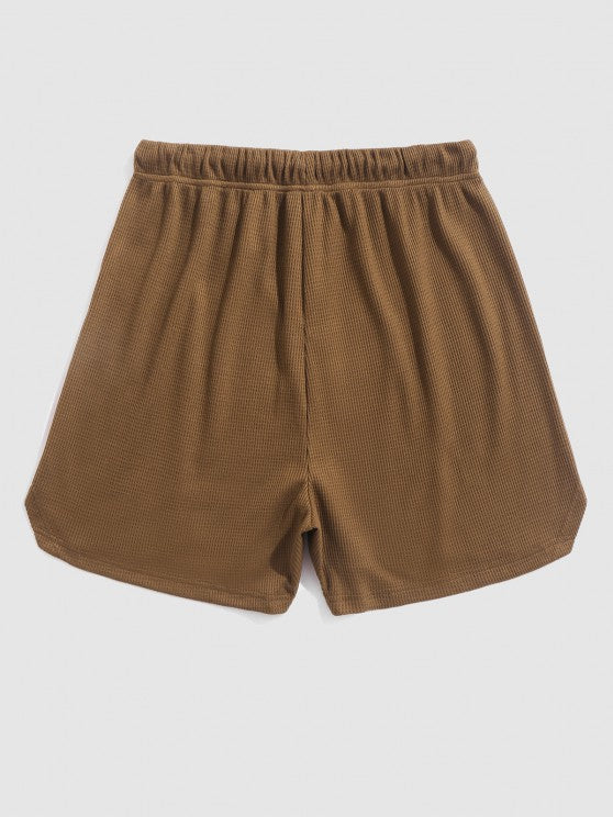 Textured T Shirt And Drawstring Shorts Set - Grafton Collection