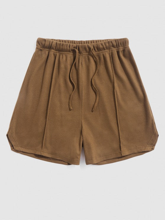 Textured T Shirt And Drawstring Shorts Set - Grafton Collection