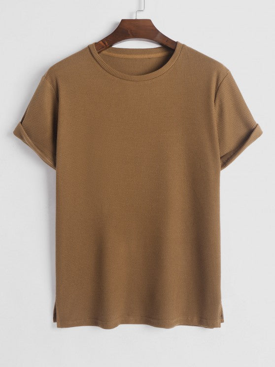 Textured T Shirt And Drawstring Shorts Set - Grafton Collection