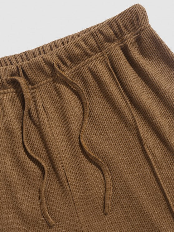 Textured T Shirt And Drawstring Shorts Set - Grafton Collection