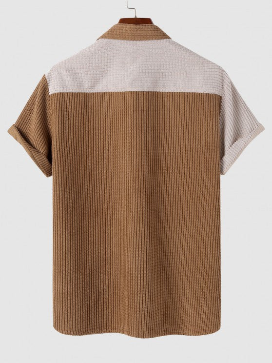 Front Pocket Corduroy Shirt And Shorts Set - Grafton Collection