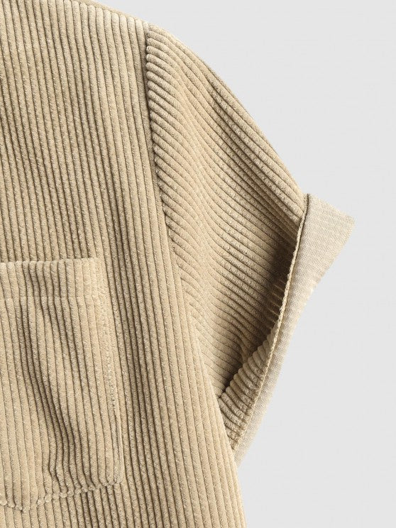 Polo Collared Corduroy Shirt And Shorts - Grafton Collection