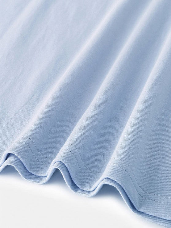 Wave Printed T Shirt And Letter Printed Cargo Shorts Set - Grafton Collection