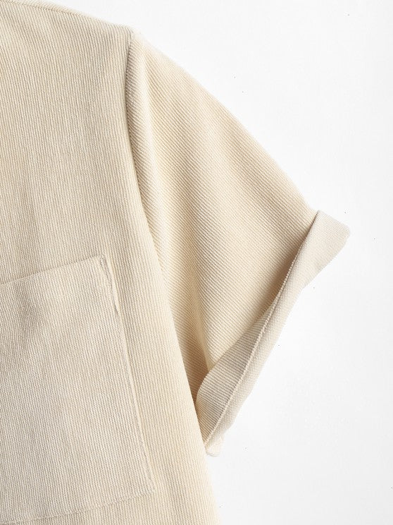 Front Pocket Shirt And Plain Corduroy Shorts Set - Grafton Collection