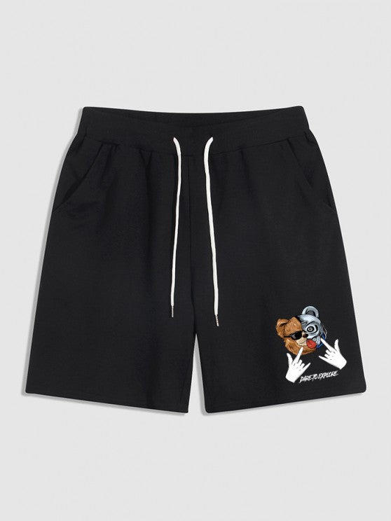 Cartoon Bear Pattern T Shirt And Shorts Set - Grafton Collection