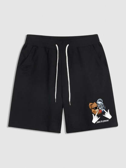 Cartoon Bear Pattern T Shirt And Shorts Set - Grafton Collection