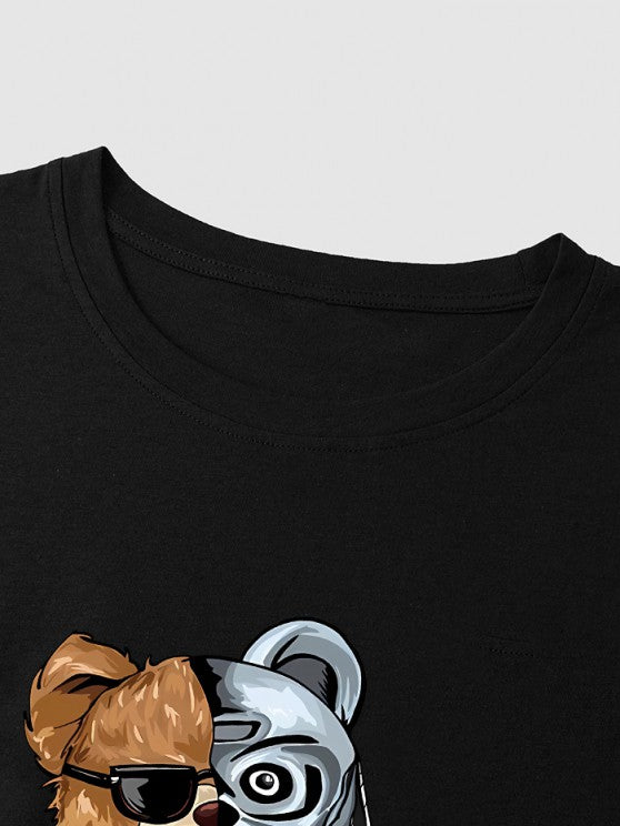 Cartoon Bear Pattern T Shirt And Shorts Set - Grafton Collection