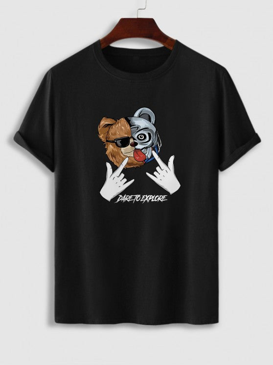 Cartoon Bear Pattern T Shirt And Shorts Set - Grafton Collection