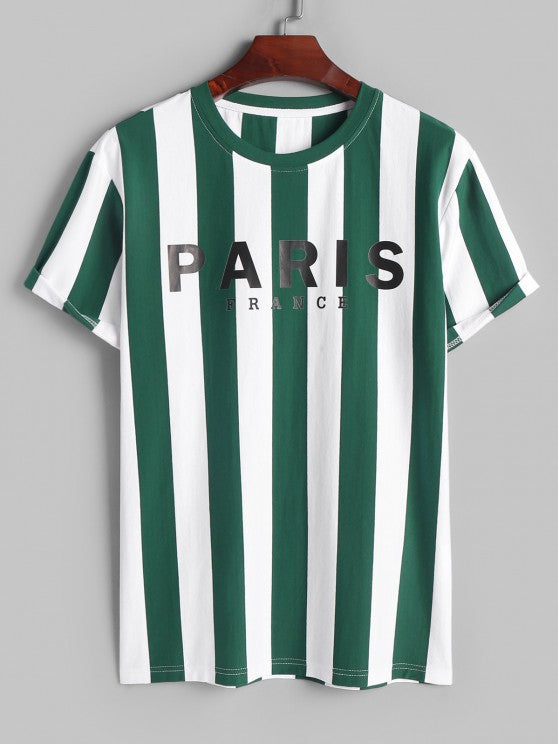 Striped T Shirt And Casual Shorts Set - Grafton Collection