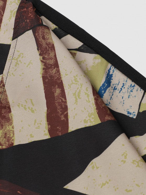 Geometric Pattern Lace Up Kimono With Casual Shorts Set - Grafton Collection