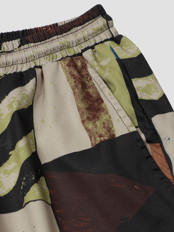 Geometric Pattern Lace Up Kimono With Casual Shorts Set - Grafton Collection