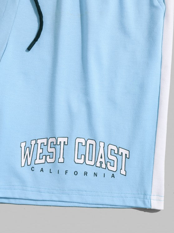 Letter Print T Shirt And Shorts Set - Grafton Collection