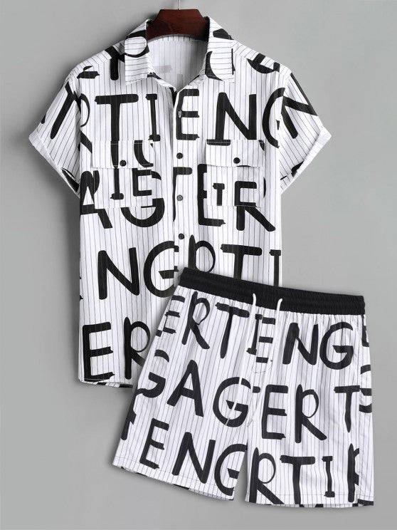 Letter Printed Shirt And Shorts - Grafton Collection