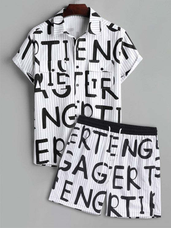 Letter Printed Shirt And Shorts - Grafton Collection