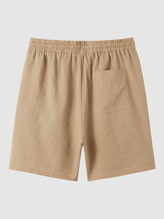 Half Button Shirt And Drawstring Shorts Set - Grafton Collection