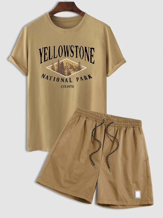 Trees Pattern T Shirt And Casual Shorts Set - Grafton Collection