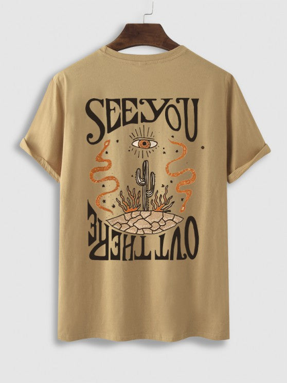 Letter Cactus Printed T Shirt And Shorts - Grafton Collection