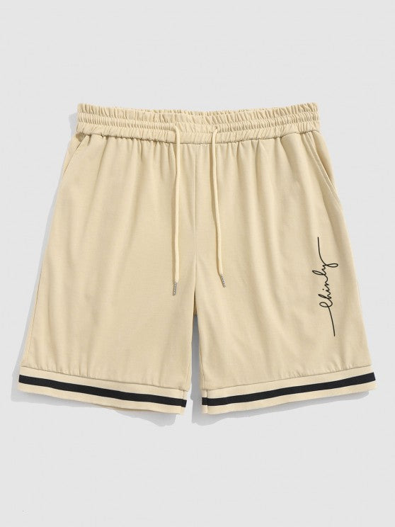 Letter Print T Shirt And Graphic Shorts Set - Grafton Collection