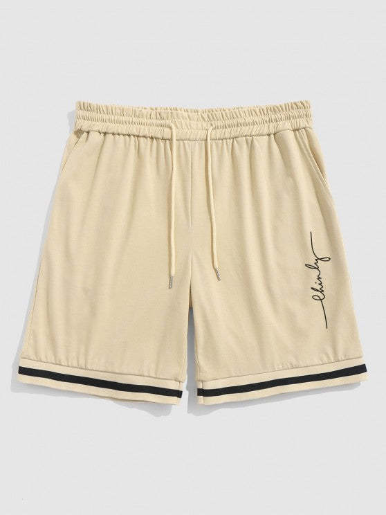 Letter Print T Shirt And Graphic Shorts Set - Grafton Collection