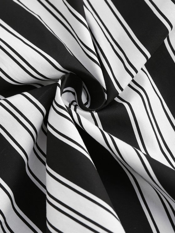 Striped Stand Collar Shirt And Shorts - Grafton Collection