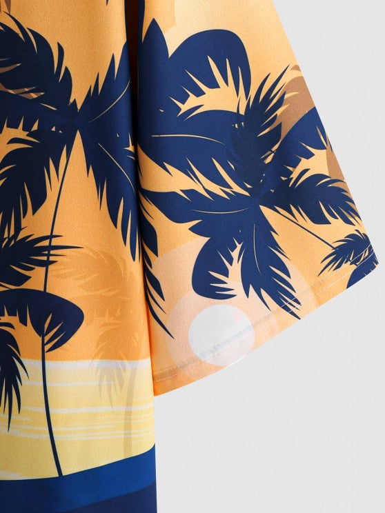 Sunset Pattern Beach Shirt And Shorts - Grafton Collection