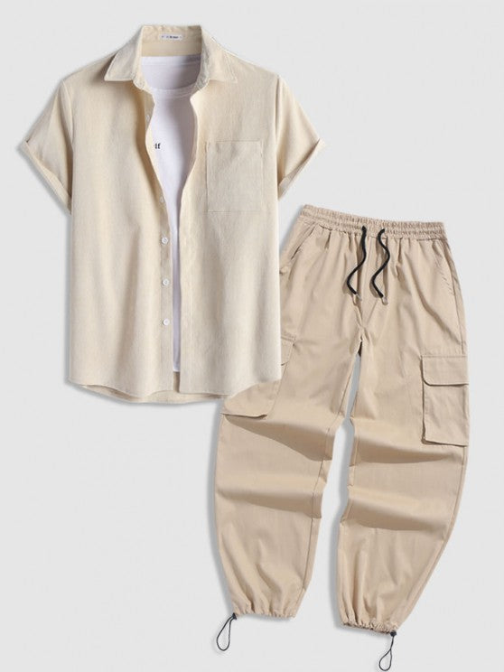 Short Sleeves Shirt With Cargo Pants Set - Grafton Collection
