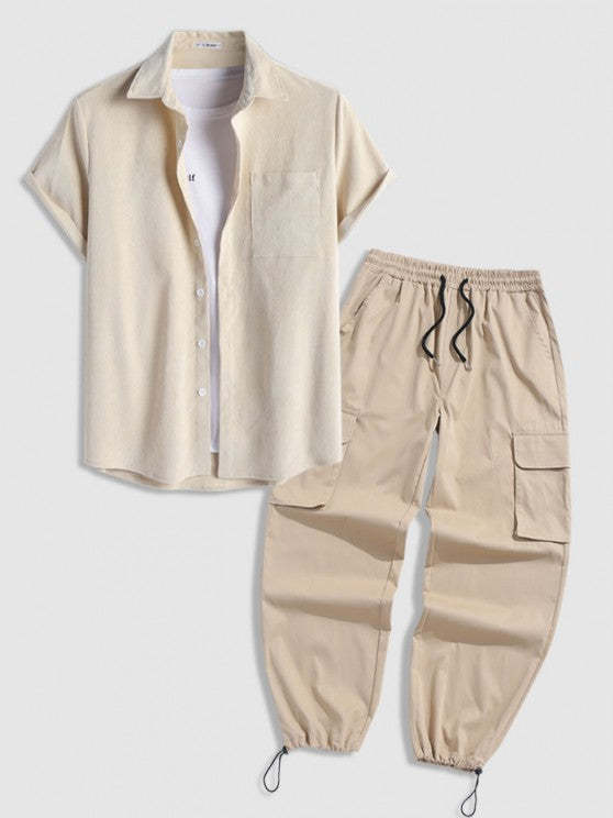 Short Sleeves Shirt With Cargo Pants Set - Grafton Collection