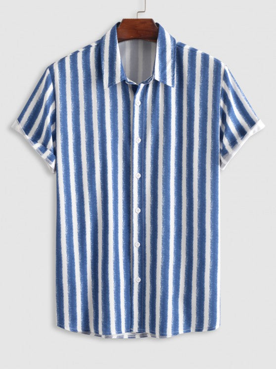 Watercolour Striped Pattern Shirt With Shorts - Grafton Collection