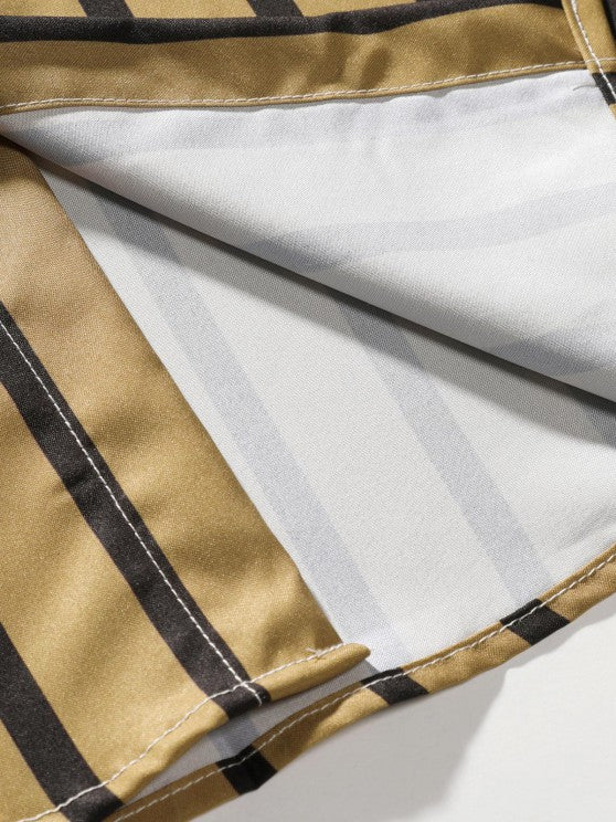 Button Up Striped Shirt And Casual Shorts - Grafton Collection