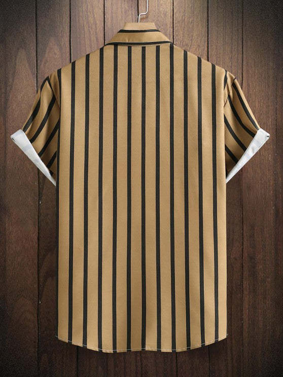 Button Up Striped Shirt And Casual Shorts - Grafton Collection