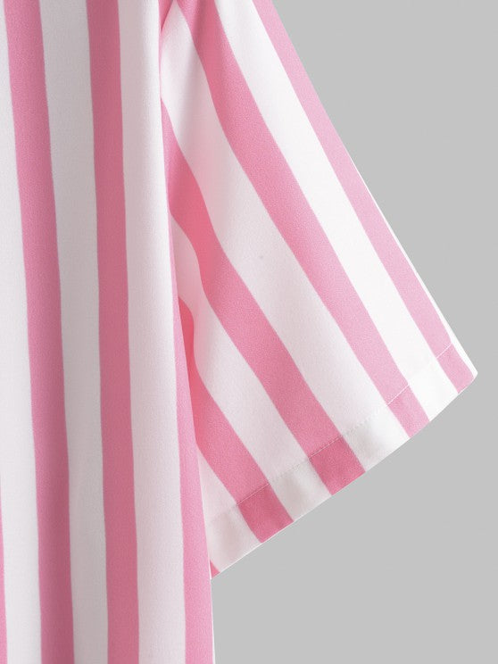 Cartoon Graphic Shirt And Striped Shorts Set - Grafton Collection