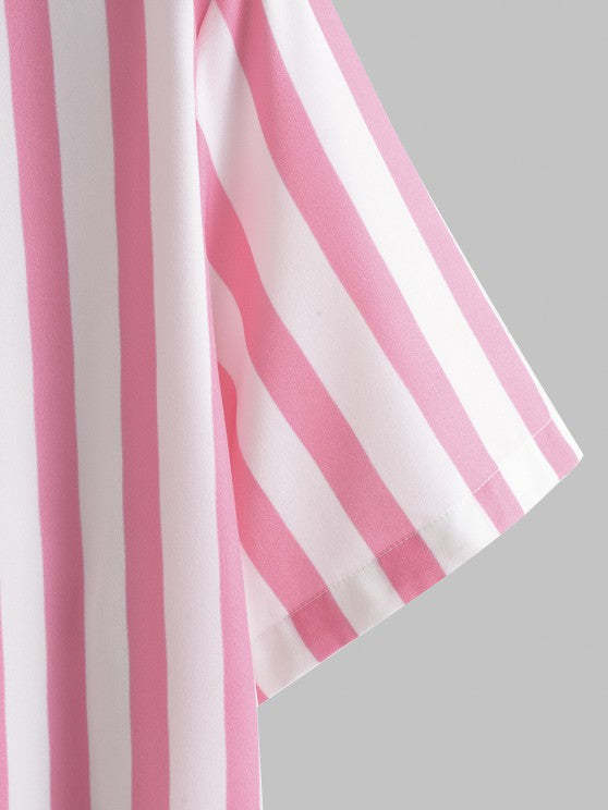 Cartoon Graphic Shirt And Striped Shorts Set - Grafton Collection