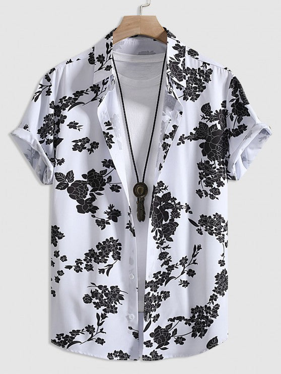 Floral Button Up Shirt With Casual Shorts Set - Grafton Collection