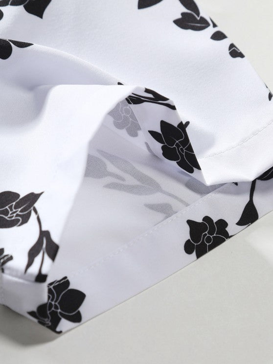 Floral Button Up Shirt With Casual Shorts Set - Grafton Collection