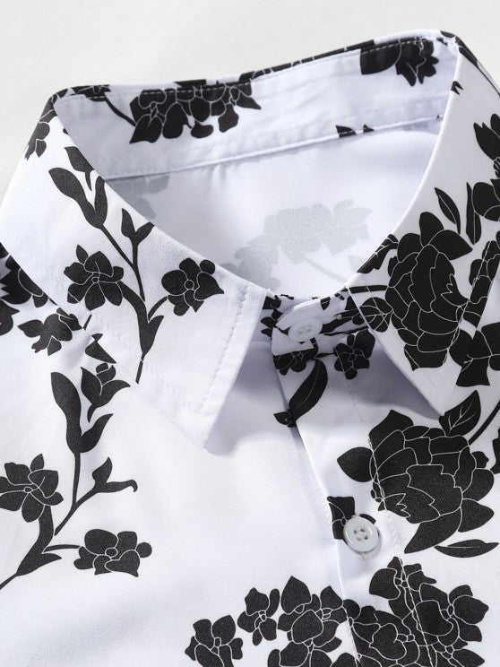 Floral Button Up Shirt With Casual Shorts Set - Grafton Collection