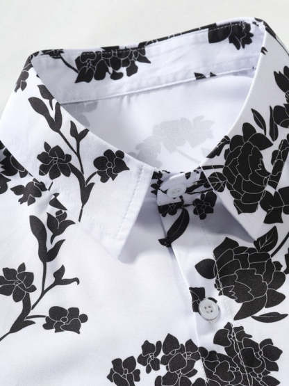 Floral Button Up Shirt With Casual Shorts Set - Grafton Collection