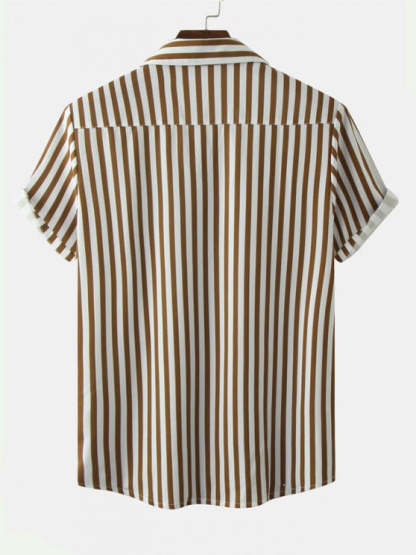 Vertical Striped Shirt And Pocket Plain Shorts Set - Grafton Collection