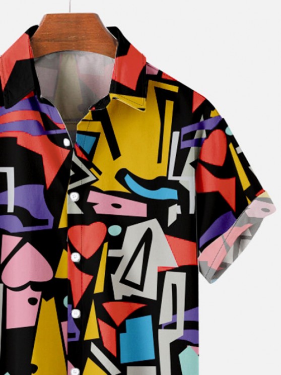 Colorful Geometric Printed Shirt And Shorts Set - Grafton Collection