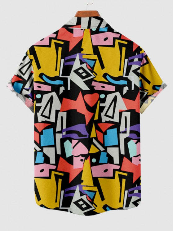 Colorful Geometric Printed Shirt And Shorts Set - Grafton Collection