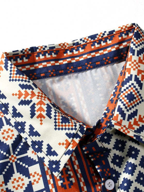 Retro Ethnic Shirt With Techwear Pants - Grafton Collection