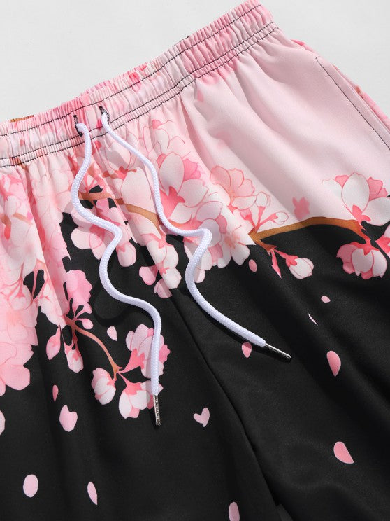 Floral Printed Front Kimono And Beach Shorts - Grafton Collection