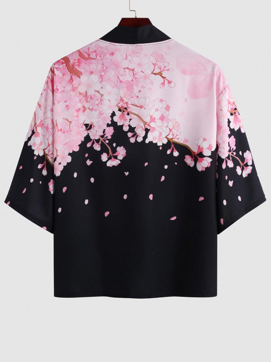 Floral Printed Front Kimono And Beach Shorts - Grafton Collection