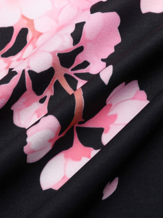 Floral Printed Front Kimono And Beach Shorts - Grafton Collection