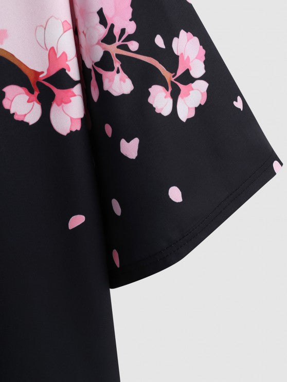 Floral Printed Front Kimono And Beach Shorts - Grafton Collection