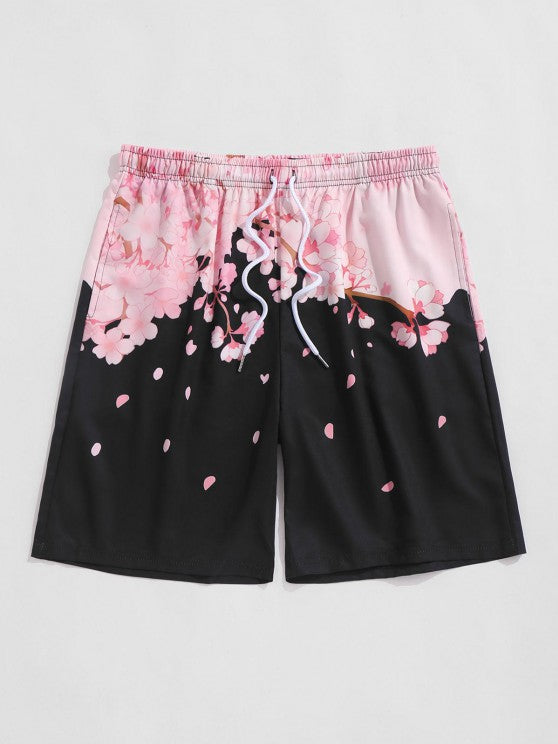 Floral Printed Front Kimono And Beach Shorts - Grafton Collection