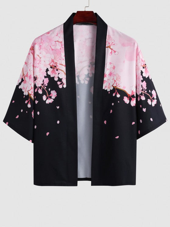Floral Printed Front Kimono And Beach Shorts - Grafton Collection